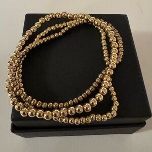 Set of 3 Gold Beaded Ball Bracelets, High Quality, New